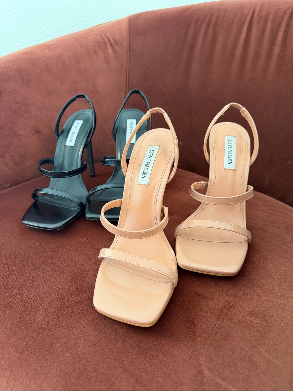2 FOR 1 DEAL!! Steve Madden Dual-Pair Square-Toe Slingback Heels in Black & Nude